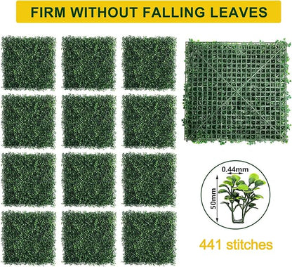 Grass Wall Panels 12 Pcs 20"*20"Hedge Panels Privacy Fence Decor | Artificial Boxwood Panels. UV-Resistant.No-Watering Faux Hedge. Privacy Screen for Backyard Patio Fence. Indoor/Outdoor.