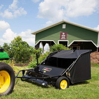 Brinly STS-42BHDK-A 40" Tow-Behind Lawn Sweeper with Dethatcher and Hamper Windscreen