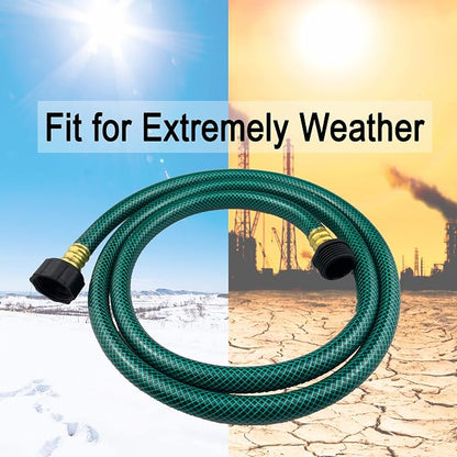 Darnassus PVC Garden Hose 1/2 Inch, 15 FT Flexible Water Hose Green with Male and Female Plastic Fittings - No Leaking and Lightweight for Household Outdoors Lawns Patio