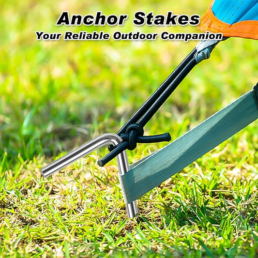 FEED GARDEN 7 Inch Tent Stakes 18 Pack Yard Inflatable Stakes for Outdoor Decorations Metal Pegs Heavy Duty Garden Hooks Camping Tent Spikes for Canopies, Tarp and Outdoor Christmas Decorations