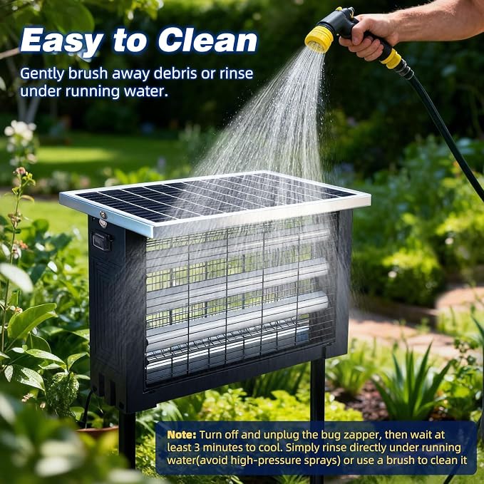Powerful Large Solar Bug Zapper for 3000 sq.ft with 13FT Extension Cord | Rechargeable Outdoor Mosqutio Killer with 13W Solar Panel, Waterproof Solar Bug Zapper for Patio Garden Backyard RV Camping