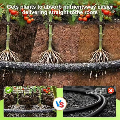 Soaker Hose 1/4 Inch 100ft, Garden Soaker Hose for Garden Beds, Trees & Flower Beds, Uniform Seepage Irrigation Hose