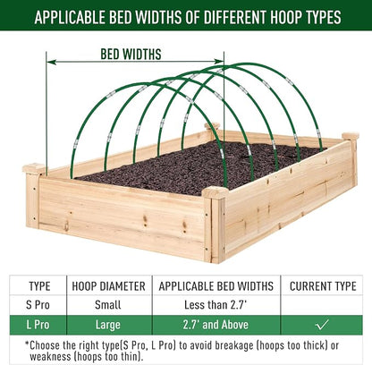 MAXPACE Greenhouse Hoops Kit, DIY 8ft Grow Tunnel, Fits Raised Garden Beds 2.7ft Wide & Up, 50 Pcs Rust-Proof Fiberglass Frame Support Rods for Row Cover, Shade Cloth, Frost Netting & Plant Stakes