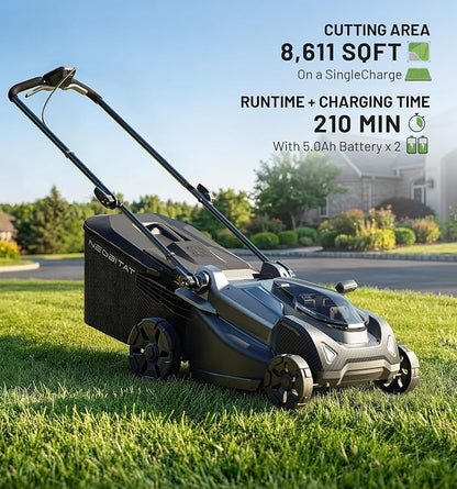 40V 18" (Push) Lawn Mower 2-in-1 Mulching/Bagging Brushless Cordless Electric Lawn Mower with 6-Position Height Adjustment, Include 5.0Ah Battery x 2 and Rapid Charger