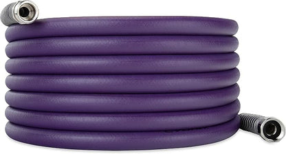 Camco EvoFlex 25-Ft Water Hose - RV Drinking Water Hose Contains No Lead, No BPA & No Phthalate - Flexible Design w/Stainless Steel Strain Relief Ends - 5/8” Inside Diameter, Purple (22582)