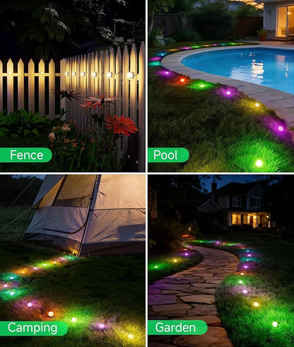 DeckTok Outdoor Ground Lights, 50ft Smart RGBCW LED Pathway Lights Work with Alexa, Google Assistant, 15 Pack IP67 Waterproof Landscape Lighting for Path Yard Lawn Patio Pool Fence and Party Decor