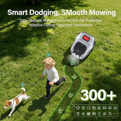GS Robot Lawn Mower, Perimeter Wire Free RTK+ AI Vision Robotic Lawnmower for 0.25 Arce, Zero-Edge Cutting, Automated Mapping, APP Control, 3D Obstacle Avoidance, 60% Slope
