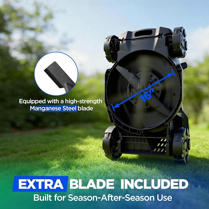 16-Inch Electric Lawn Mower, 40V Brushless Cordless Push Mower with 4.0Ah Battery & Charger, 2-in-1 Mulching/Bagging, 6-Position Height for Small Yards