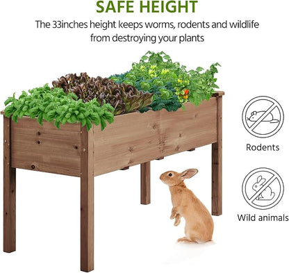 Topeakmart Wooden Garden Planter Boxes 48 X 23 X 30in Elevated Raised Garden Bed Outdoor with Legs Wooden Gardening Box for Flower/Vegetable/Herb/Tomato/Backyard/Patio, 1pc