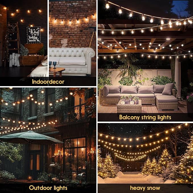 G40 Globe String Lights 60ft LED Shatterproof Hanging Patio Lights, 20+2 Bulbs, Waterproof Connectable for Indoor Outdoor Decor Garden Camping Backyard Spring Easter Gifts for Men Women Him Hubby