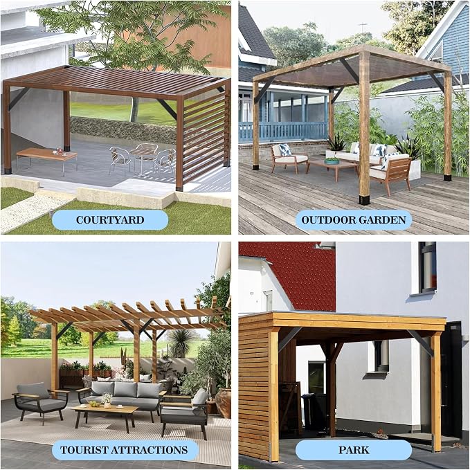 8 Pcs 45 Degree Angle Support Brackets for Pergola | Heavy Duty Connector For Wooden Structures Support For Gazebos|Tree Houses|Cabins And Patios
