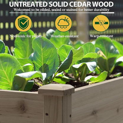 BlueWish 72''L x 23''W x 30''H Raised Garden Bed Outdoor, 2x6 FT Cedar Garden Bed with 8 Drainage Holes & 6 Legs, Elevated Planter Boxes for Gardening, Vegetable, Flower, 661lbs Capacity, Brown