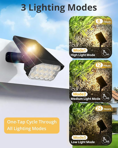 Solar Lights Outdoor Waterproof IP65, 56 LED 3 Lighting Modes Solar Spot Lights Outdoor, Solar Powered Landscape Lighting for Yard Pathway Garden, 4 Pack (Warm White)