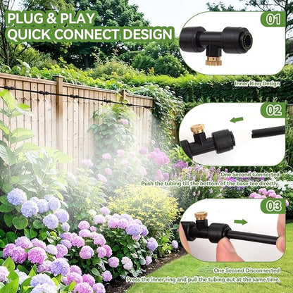 120FT Misters for Outside Patio, Outdoor Misting Cooling System with 28 Brass Nozzles & 2 Water Filters, DIY Misting Kit for Backyard Garden Greenhouse Deck Umbrella Canopy Pool Porch Trampoline