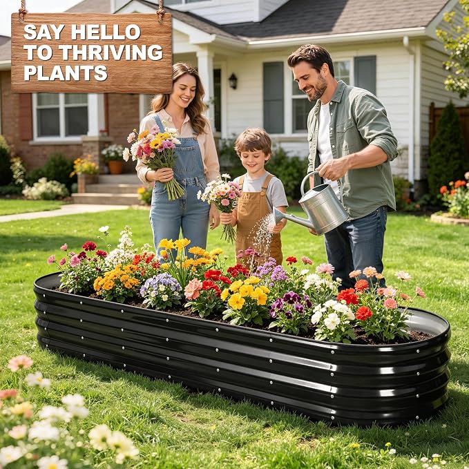 1MORE Galvanized Raised Garden Bed- Planter Garden Boxes Outdoor, Raised Beds for Gardening,Metal Garden Bed Kit for Vegetables Flower, Planter Raised Beds.8x2x1ft Grey-2pcs