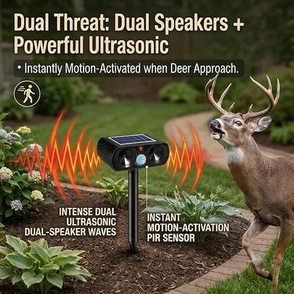 2026 2Pack Sonic Fortress Pro Deer Repellent Devices Solar Ultrasonic Animal Repellent with Motion Sensor,Squirrel Fortress Pro Raccoon Repellent to Scare Cat Skunk Rabbit Out of Plants Yard Garden