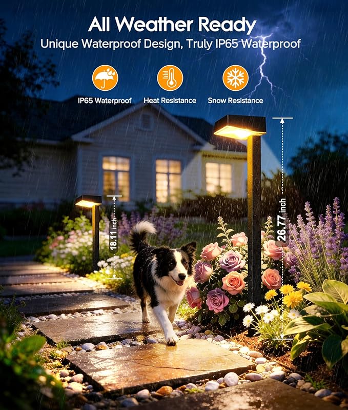 ELECLINK Solar Pathway Lights Outdoor, 8 Pack Garden Lights Solar Powered Path Lights with Larger LED Lens, 2 Light Modes Waterproof Outdoor Solar Light for Yard Driveway Walkway Landscape Patio Lawn