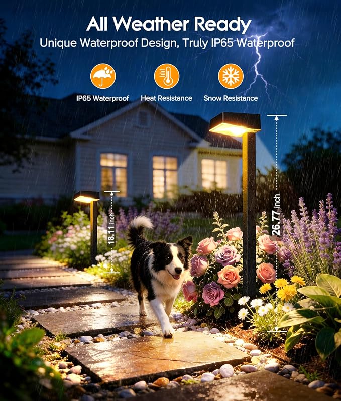 ELECLINK Solar Pathway Lights Outdoor, 12 Pack Garden Lights Solar Powered Path Lights with Larger LED Lens, 2 Light Modes Waterproof Outdoor Solar Light for Yard Driveway Walkway Landscape Patio Lawn