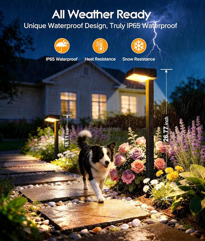 ELECLINK Solar Pathway Lights Outdoor, 12 Pack Garden Lights Solar Powered Path Lights with Larger LED Lens, 2 Light Modes Waterproof Outdoor Solar Light for Yard Driveway Walkway Landscape Patio Lawn