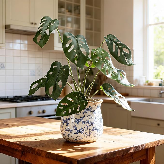 Newtay 6 Inch Ceramic Plants Pots Vintage Ceramic Flower Planters Crackle Glaze Finish Flower Pots Decorative Floral Vintage Planters for Living Room Garden Home Decor Gifts(Chinoiserie)