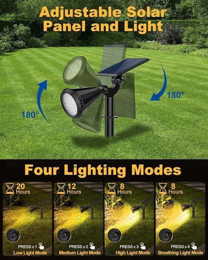 Solar Spot Lights Outdoor, 10 Pack Outdoor Solar Lights for Yard, 4 Lighting Mode Solar Landscape Spotlights with Auto On/Off, 2-in-1 Waterproof Wall Lights for Garden, Walkway (Warm White)