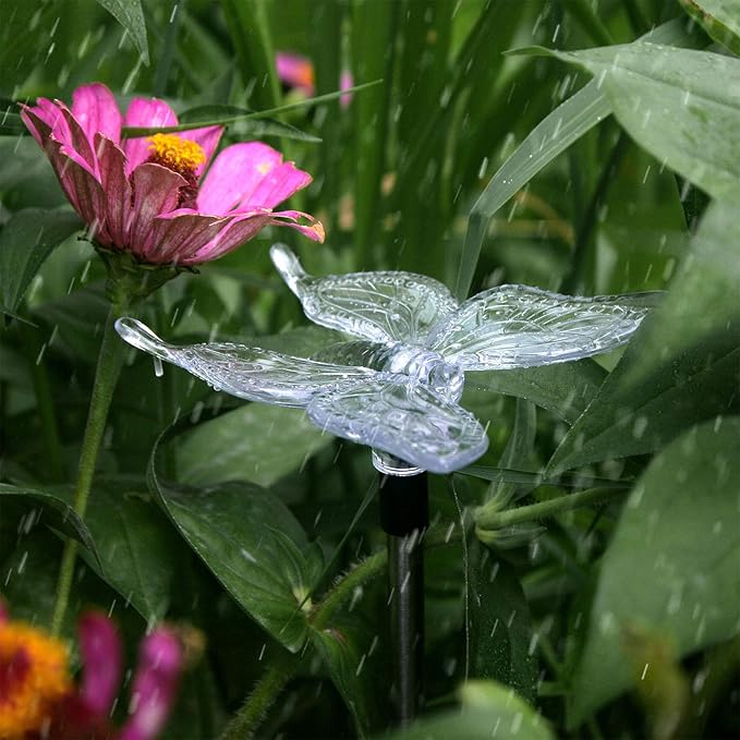 QIDEA Outdoor Solar Garden Stake Light - Color Changing Decorative LED Stake Lamp In-ground Landscaping Lighting for Garden Patio Yard Lawn Pathway Flower Bed Decor Decorations Figurine Butterfly