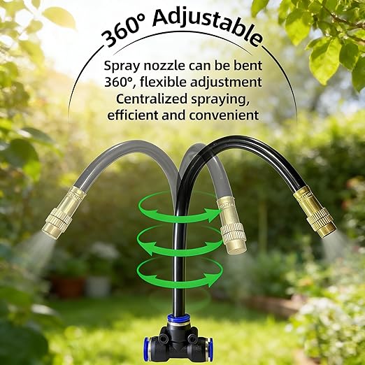 200 Ft Drip Irrigation System for Garden - Drip Irrigation Kit with 40 360°Adjustable Copper Nozzles Hose, Automatic Atomizing Plant Watering Sprinkler System for Yard, Lawn, Greenhouse, Potted