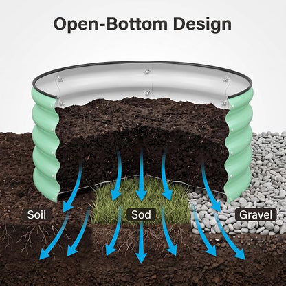 SnugNiture 3 Pcs 2x2x1ft Round Galvanized Raised Garden Bed Kit Outdoor, Metal Planter Box for Planting Plants Vegetables, Green