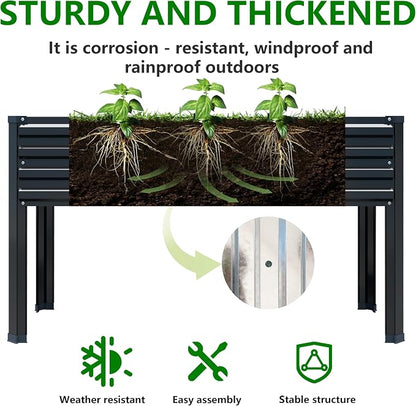 DIIYIV 2PCS Galvanized Raised Garden Bed with Legs,48×24×30in Black | Elevated Planter Box for Backyard,Garden, Patio, Balcony, 400lb Capacity