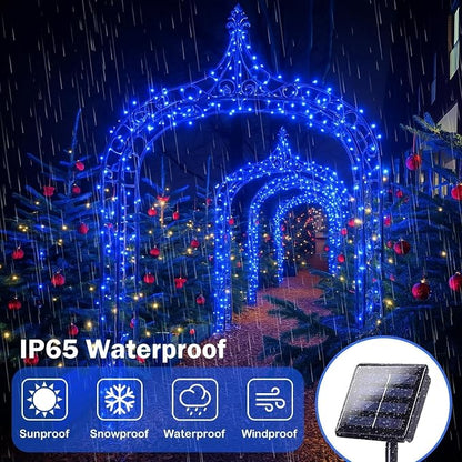 Extra-Long Solar String Lights for Outside, 4 Pack 400LED Solar Fairy Lights Outdoor Waterproof, Copper Wire with 8 Modes Solar Twinkle Lights for Tree Garden Party Patio Xmas Wedding Decor (Blue)