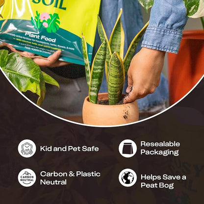 Rosy Soil Plant Food, Organic Fertilizer for Indoor Plants, 4 Quarts | Microbially Active Organic Indoor Plant Food, with Biochar, Kelp, Worm Castings, For Houseplants, Herbs & Flowers