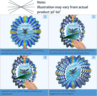 Wind Chimes Outdoor, Memorial Sympathy Wind Chime, 33" Unique Windchimes with Animated Dragonfly Spinner, Hanging Garden Decor Patio Decoration, Dragonfly Gifts for Women Men Mother Father