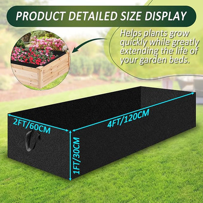 1PCS Raised Garden Bed Liner Fabric Raised Garden Bed Breathable Drainage Rectangle Grow Bags with Handles Fabric Garden Bed for Outdoor Garden Bed Holds Soil - 4ft x 2ft x 1ft
