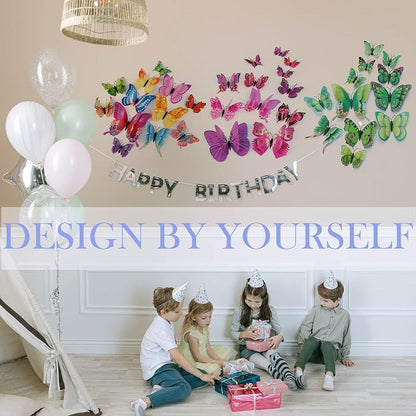 OPSEAM Butterfly Wall Decor 24/48 PCS, 3D Butterflies Stickers for Party Decorations with Magnets(Purple, 24)