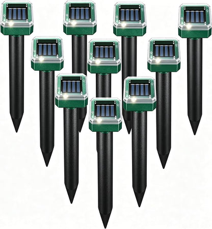 Mole Repellent for Lawns 10 Pack, Solar Powered Mole Repeller Ultrasonic Gopher Repellent, Outdoor Waterproof Vole Vibration Stakes,Sonic Gopher Deterrent Yard for Rodent Groundhog Snake Chipmunk