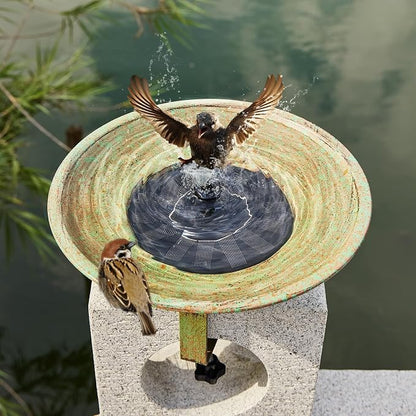 Solar Bird Bath,Deck Bird Bath with Solar Fountain,Metal Bird Bath Bubbler,Deck Mounted Bird Bath,Balcony Bird Bath,Patio Garden Decor