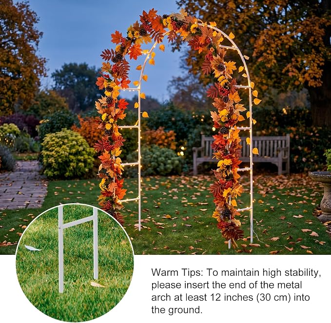 RUBFAC 7.8ft Metal Wedding Arch Frame, White Garden Trellis for Climbing Plants Outdoor, Garden Arbors and Arches Party Archway for Flower Rose Vines Birthday Bridal Christmas Decoration
