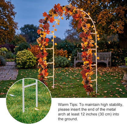 RUBFAC 7.8ft Metal Wedding Arch Frame, White Garden Trellis for Climbing Plants Outdoor, Garden Arbors and Arches Party Archway for Flower Rose Vines Birthday Bridal Christmas Decoration