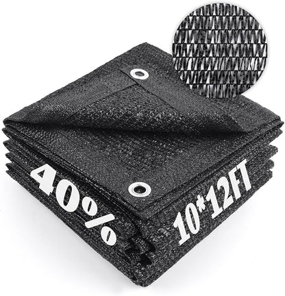 Cool Area 40% Sun Shade Cloth Mesh Tarp with Grommets for Plant Cover 10x12ft Patio Canopy Garden Pergola Greenhouse Car Barn Kennel Black