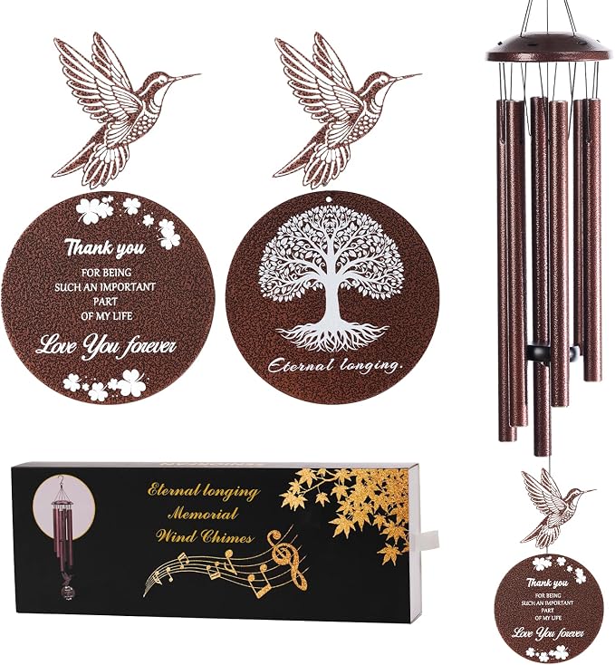 Outdoor Wind Chimes, 37 inch, Hummingbird Windchime, Suitable for Home Decoration, can be Used in Gardens, patios, Balconies, etc. Gift That Expresses Sympathy for Mothers, Grandmothers or Friends.