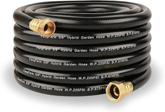 Rubber Garden Hose 50FT: 5/8" Heavy Duty Flexible Hose for Large Yards & Extended Reach - Sturdy Water Hose with Brass Fittings for Driveways RV Setup & High-Demand Outdoor Use