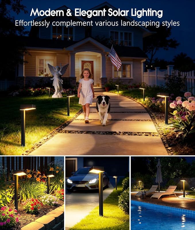 ELECLINK Solar Pathway Lights Outdoor, 12 Pack Garden Lights Solar Powered Path Lights with Larger LED Lens, 2 Light Modes Waterproof Outdoor Solar Light for Yard Driveway Walkway Landscape Patio Lawn