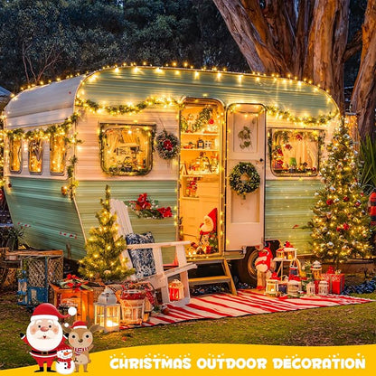 JMEXSUSS 2 Pack Solar String Lights Outdoor, Total 66FT 200 LED, Warm White | Christmas Lights Outdoor Waterproof, 8 Modes Solar Christmas Lights for Outside Garden Yard Patio Tree Xmas Decorations