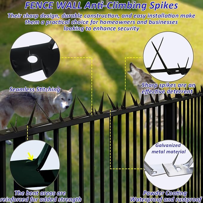 Metal Anti Climb Spikes for Fences and Walls, Effectively Avoided Invaders Climbing Attempts.(Size 178 inches)