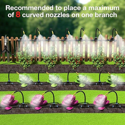 MIXC 200Ft 1/4" Drip Irrigation System,2026-Upgrade Garden Irrigation Kit with 32pcs Adjustable Copper Nozzles, Atomizing Watering System for Outdoor Plants,Raised Bed,Yard,Potted Plant,Lawn