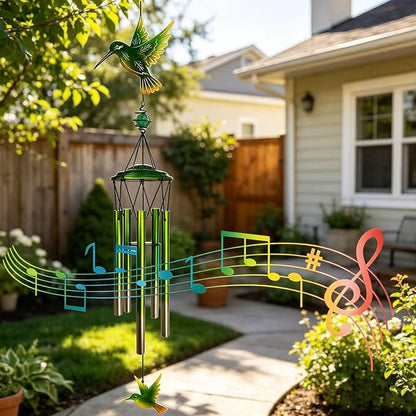Hummingbird Wind Chimes, Outdoor Metal Wind Chimes Decor for Outside/Indoors, Home, Lawn, Porch, Patio, Gifts,Garden,Yard Decoration (Green Hummingbird)