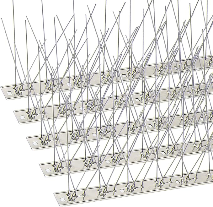 KKY Bird Spikes Stainless Steel Base, Metal Bird Repellent Nail Fence kit, can be Used to Stop Pigeons and Other Small Birds, Covering 21.6 feet 20 Packs