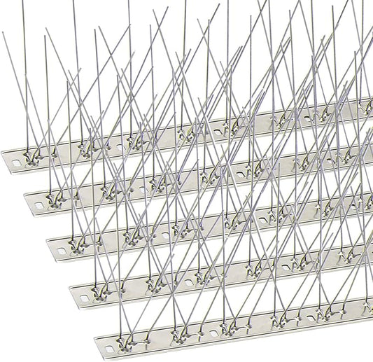 KKY Bird Spikes Stainless Steel Base, Metal Bird Repellent Nail Fence kit, can be Used to Stop Pigeons and Other Small Birds, Covering 21.6 feet 20 Packs