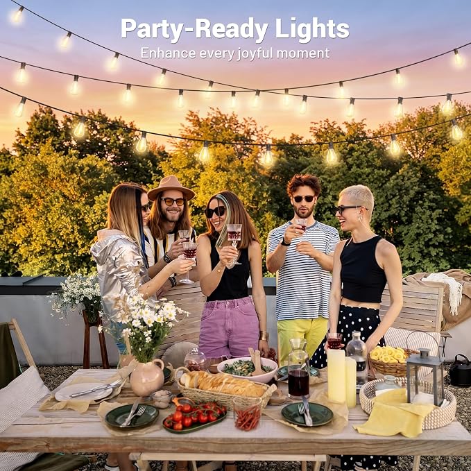 120FT Outdoor String Lights, Waterproof Patio Lights with 30+2 Shatterproof LED Bulbs, Hanging Decor for Backyard Garden Porch Bistro,2700K Warm White