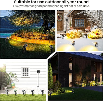 Outdoor Landscape Lighting, Landscape Spotights with Remote Control for Yard Dimmable IP66 Waterproof 2700-6500K Spot Lights Outdoor for Small Garden Patio with US Plug 8 Pack